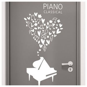 피아노학원 벽면 스티커 피아노 창문 포인트스티커 cj743-피아노클래식_그래픽스티커 