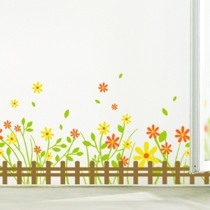 아이방 포인트스티커 어린이집 유치원 벽면 스티커 ih403-울타리가있는꽃들의정원