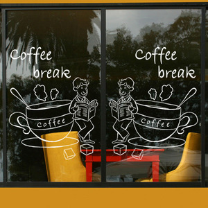 커피숍스티커 커피숍유리시트지 카페벽시트지 커피숍썬팅 카페시트지  유리창인테리어 ic021-커피브레이크