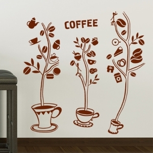 커피유리스티커 커피스티커 카페시트지 카페유리창스티커  cj144-커피잔나무 