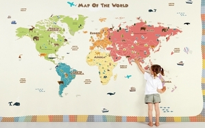 벽면세계지도 아이방세계지도벽지 어린이 세계지도시트지  ap454 뮤럴벽지_(맞춤제작 상품) Candy Map4