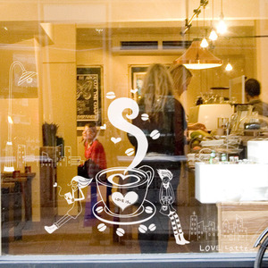 카페스티커 까페 시트지 커피숍 스티커 ia024-커피속 사랑이야기(소형-러브라떼2) 