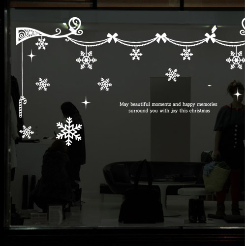 크리스마스 가랜드 눈결정 스티커 눈꽃 시트지 창문 유리시트지  iggs734 크리스마스 가랜드