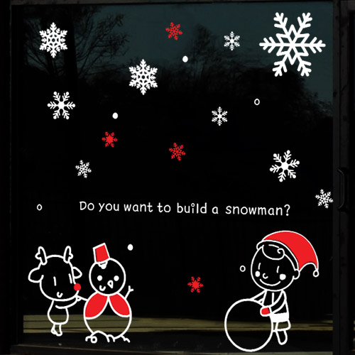 카페 크리스마스 스티커 트리 산타 스노우맨 시트지 눈사람 루돌프 눈꽃 크리스마스창문 꾸미기 tggs003 눈사람 만들자