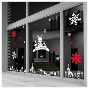 크리스마스 시트지 눈꽃 스티커 트리 나무 창문 대형 눈결정 썬팅지 눈사람 눈송이 유리창 cggs228 루돌프의 메리크리스마스