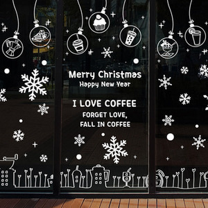 카페 크리스마스 스티커 크리스마스벽스티커 크리스마스유리스티커 크리스마스창문꾸미기 cmi260-크리스마날의 커피마을