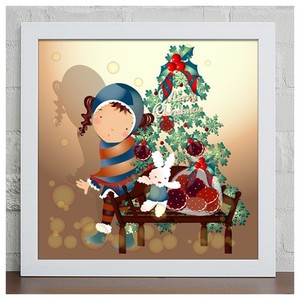 크리스마스 액자 성탄절 겨울 풍경 인테리어액자 인테리어소품 디자인액자 벽걸이액자 ix302-어린소녀들의크리스마스 