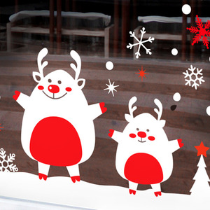 크리스마스 시트지 유리 스티커 트리시트지 눈사람스티커 창문 유리창 카페스티커 mk-151 꼬마루돌프와 행복한크리스마스(대형)