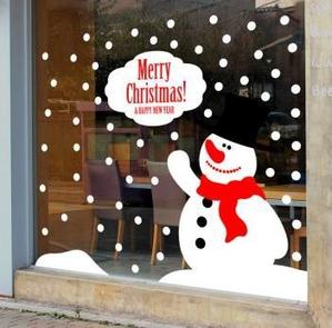 크리스마스 시트지 유리 스티커 트리시트지 눈사람스티커 창문 유리창 카페스티커 mk-귀여운 눈사람_ver02(대형) 