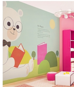 어린이집 벽지 유치원 시트지 아이방 포인트벽지 똑똑한곰이