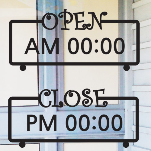 포인트스티커 시간 영업 오픈 클로즈 샵 가게 매장 시간 일러스트 포인트 셀프인테리어 꾸미기 ps203-라운드오픈앤클로즈(분리형)