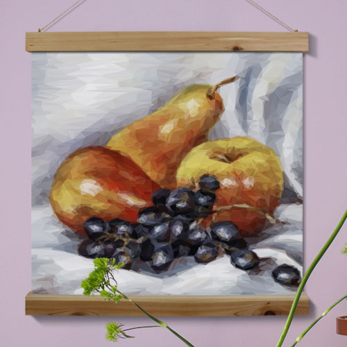 패브릭족자 족자 정물화 수채화 그림 과일 사과 풍수 포도 서양배 복 홈 ggtk513 우드스크롤 60CmX60Cm 정물화과일들