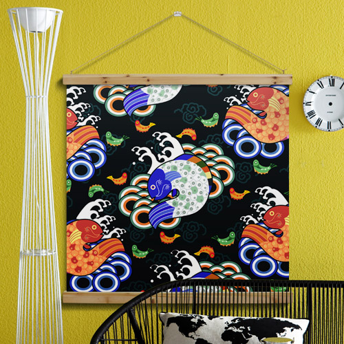 포스터 패브릭포스터 패브릭족자 족자 햇빛가리개 전통 전통무늬 전통문양 무늬 문양  ggtk517 우드스크롤 90CmX90Cm 전통문양